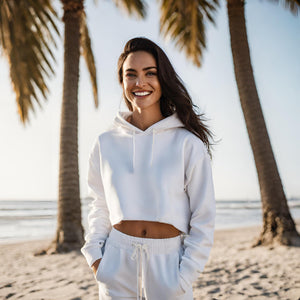 Women's Ultra Soft White Cropped Hoodie, Premium Cropped Hoodie, Comfy Hoodie, Essential Hoodie, Gift For Her